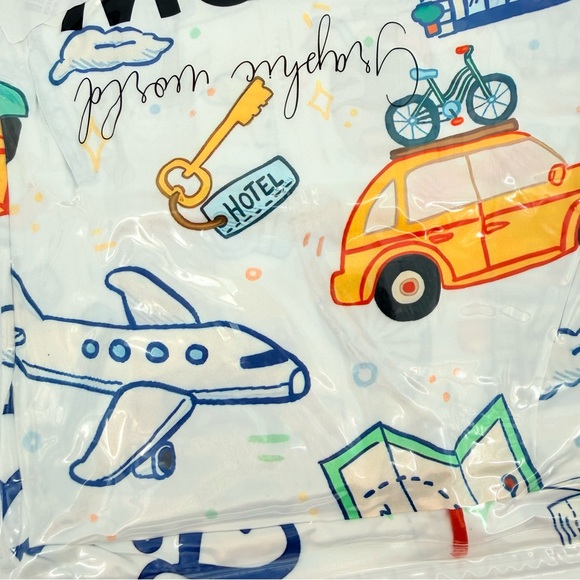 SHESHOW 2XL Pajama Set Long Sleeve Button down satin Travel Print - Picture 7 of 8